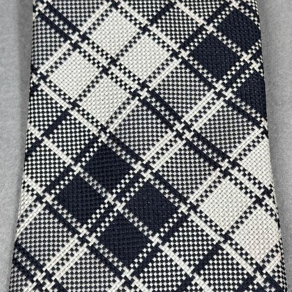 Vintage Wembleys Chadwick Mens Tie Blue White Plaid Necktie - Picture 5 of 7